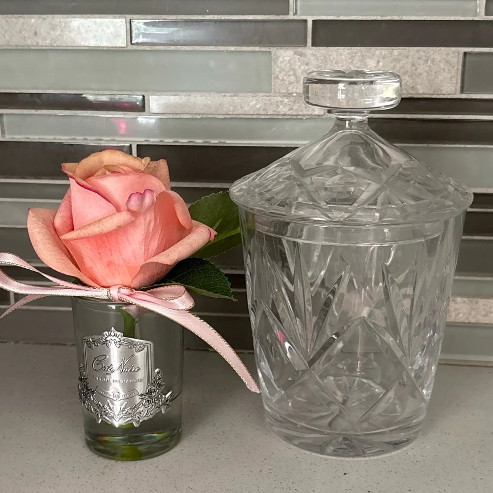 🏡Cut Crystal Apothecary Jar with Lid & Rose Diffuser
